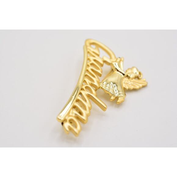 Danecraft Vintage Grandma Pin Brooch Angel Brushed Gold Signed 1980s Bin1 - Picture 6 of 12